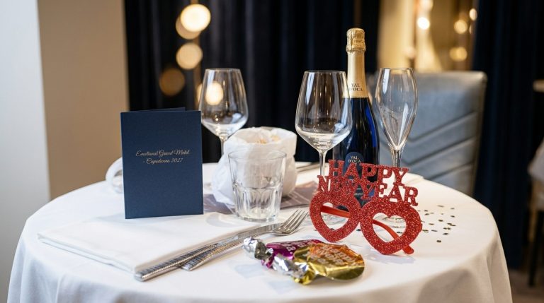 tavolo per due persone a capodanno